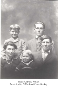 Frank and Lydia Muckey with their 3 sons: William, Andrew and Clifford. Photograph obtained from the estate of Dale and Geneva Birdsell